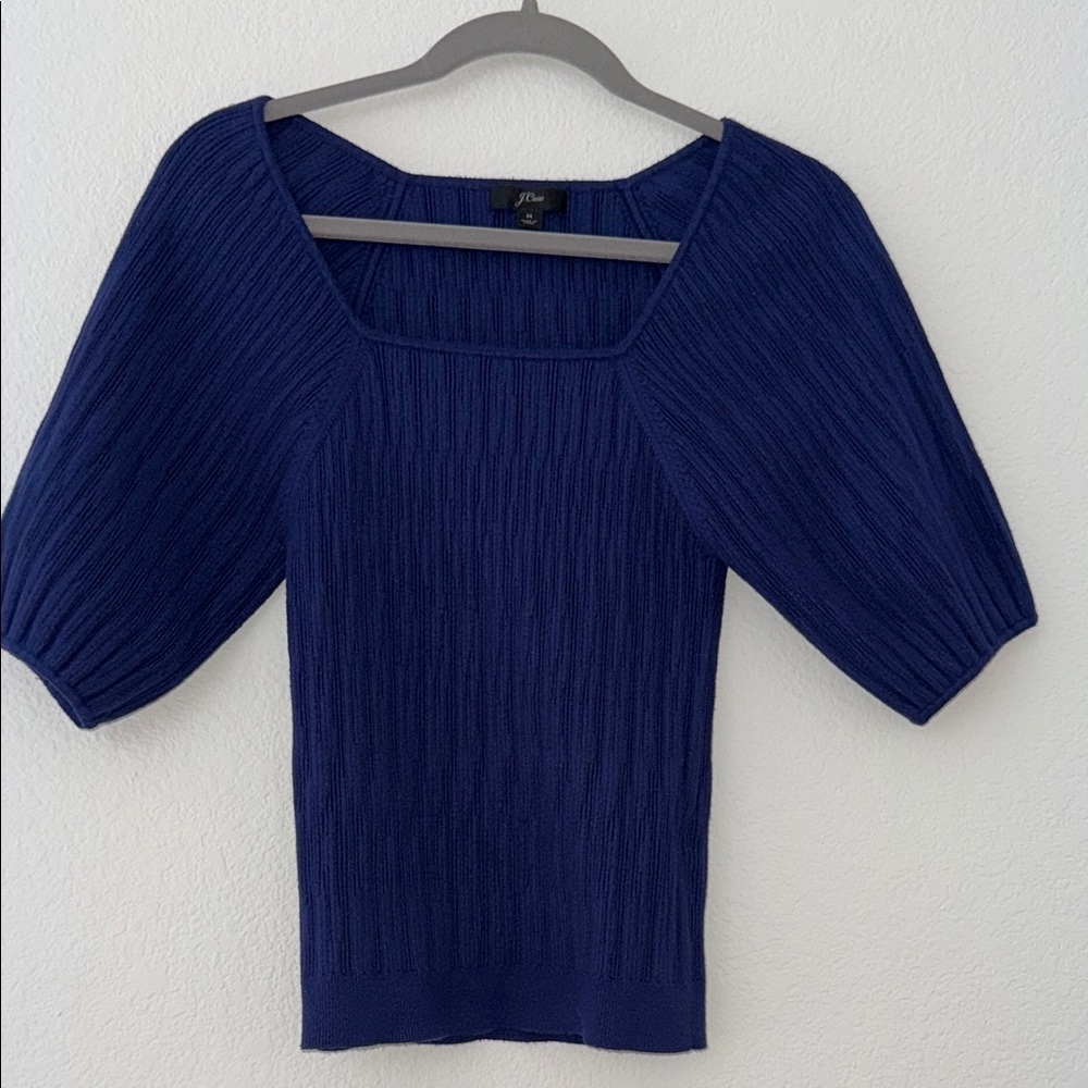 J. Crew Navy Blue Ribbed Crop Top